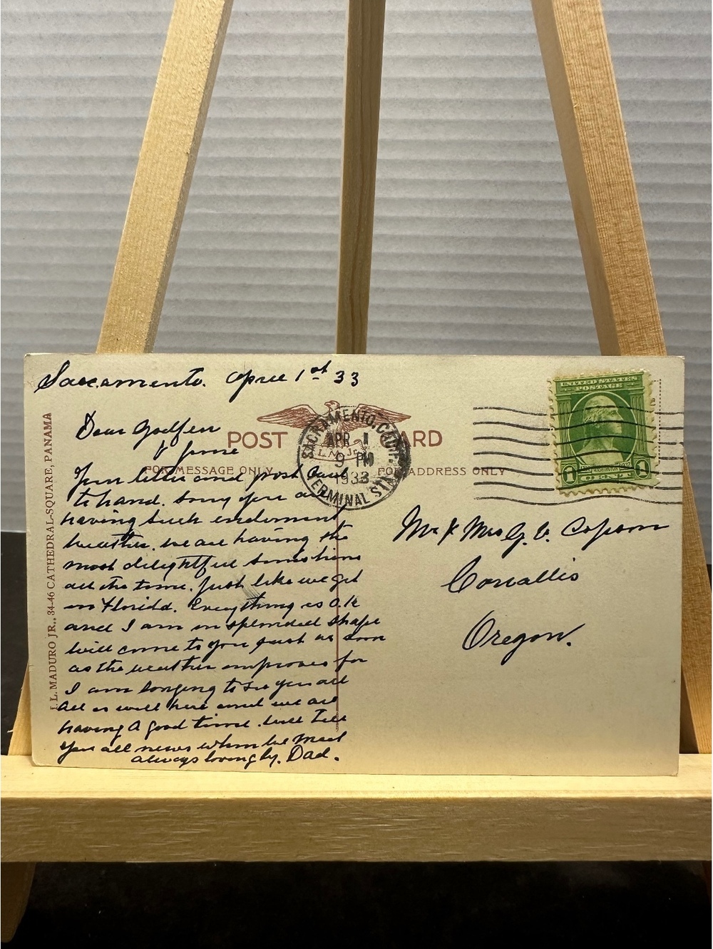 1933 Ancon Hospital Panama Canal Zone vintage postcard Washington stamp - Picture 4 of 6